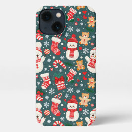 クリスマスエステティックパターン雪だるま iPhone 13ケース