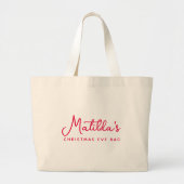 クリスマスエバモダンレッドミニマルホリデイ ラージトートバッグ (正面)