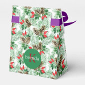 クリスマスエバーグリーンとピネコーン模様 フェイバーボックス (裏面サイド)