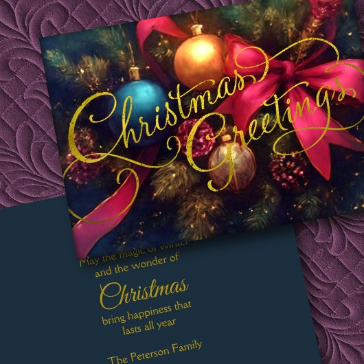 クリスマスエバーグリーンオーナメントリボン シーズンカード