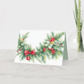 クリスマスエバーグリーンガーランド弓レッドベリー 箔シーズンカード (裏面)