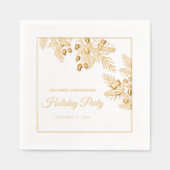 クリスマスエバーグリーンゴールドフォイルオフィスホリデーパーティー 箔ナプキン (正面)