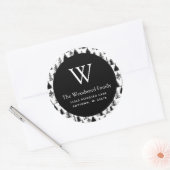 クリスマスエバーグリーンツリーブラックアンドホワイトアドレス ラウンドシール (封筒)