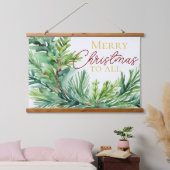 クリスマスエバーグリーンブランチ 吊り下げ型タペストリー (寝室)