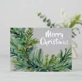 クリスマスエバーグリーンブランチ 箔シーズンカード (立ち正面)