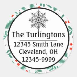 クリスマスエバーグリーンブリューズとホリーベリー ラウンドシール