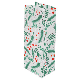 クリスマスエバーグリーンブリューズとホリーベリー ワインギフトバッグ