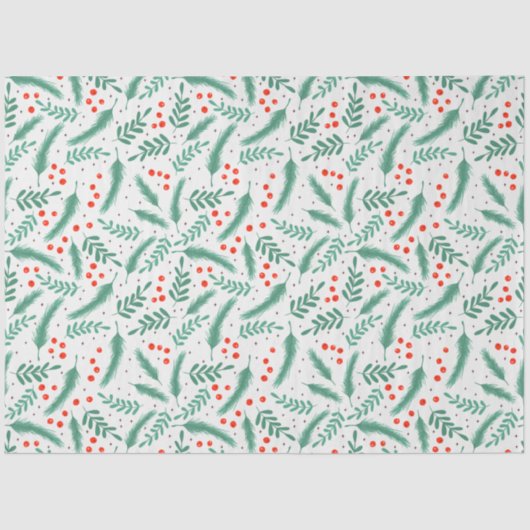 クリスマスエバーグリーンブリューズとホリーベリー 薄葉紙 (正面)