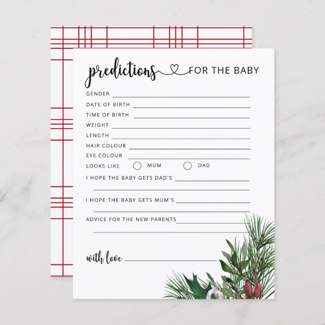 クリスマスエバーグリーンベビー予測とアドバイス (正面/裏面)