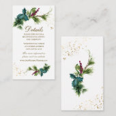 クリスマスエバーグリーンホリー冬の結婚式 エンクロージャーカード (正面/裏面)