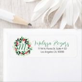 クリスマスエバーグリーンリース&モダンタイポグラフィ ラベル (インサイチュ)