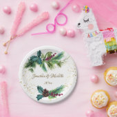 クリスマスエバーグリーンレッドベリー冬の結婚式 ペーパープレート (パーティー)