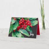 クリスマスエバーグリーンレッドベリー 箔シーズンカード (正面)
