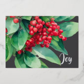 クリスマスエバーグリーンレッドベリー 箔シーズンカード (正面)