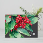 クリスマスエバーグリーンレッドベリー 箔シーズンカード (立ち正面)