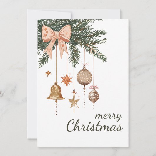 クリスマスエバーグリーン枝オーナメント非写真 シーズンカード (正面)