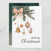クリスマスエバーグリーン枝オーナメント非写真 シーズンカード (正面/裏面)