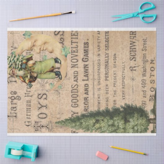 クリスマスエフェメラ家具のデコパージュ 薄葉紙 (クラフト)