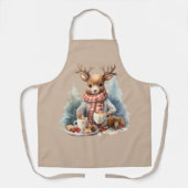 クリスマスエプロンシカイラストレーション素朴 エプロン (正面)