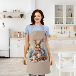 クリスマスエプロンシカイラストレーション素朴 エプロン