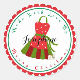 クリスマスエプロンベーキングの好意シール ラウンドシール