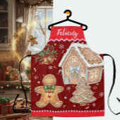 クリスマスエプロン、ヴィンテージジンジャーブレッドマン、ハウス エプロン