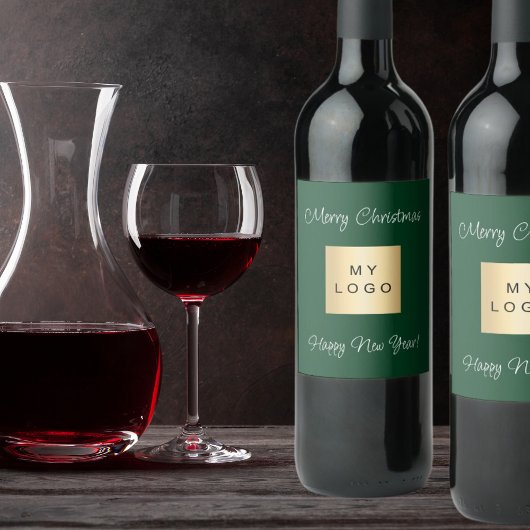 クリスマスエメラルドグリーンのビジネスロゴ ワインラベル