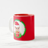 クリスマスエルのモミのリース飾り ツートーンマグカップ (正面左)