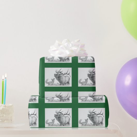 クリスマスエルクアンドキツネ ラッピングペーパー (パーティーギフト)