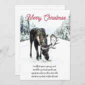 クリスマスエルク冬の雪の平和の詩のホリデーカー シーズンカード (正面/裏面)