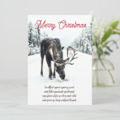 クリスマスエルク冬の雪の平和の詩のホリデーカー シーズンカード (スタンド正面)