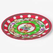 クリスマスエルフお洒落キャンディ水玉模様 ペーパープレート (アングル)