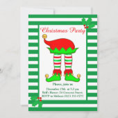 クリスマスエルフのグリーンとホワイトのパーティー招待状 招待状 (正面)
