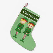 クリスマスエルフのグリーン スモールクリスマスストッキング (正面 (吊り時))