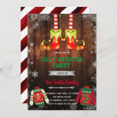 クリスマスエルフのダサいスウェットテーマ 招待状 (正面/裏面)