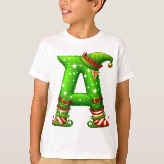 クリスマスエルフのレターAキャラクター Tシャツ (正面)