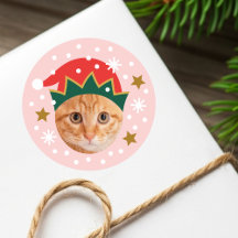 クリスマスエルフの面白い顔のカスタムフォトピンク