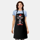 クリスマスエルフトップシェフホリデーブラックTシャツ エプロン (着用した状態)