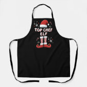 クリスマスエルフトップシェフホリデーブラックTシャツ エプロン (正面)