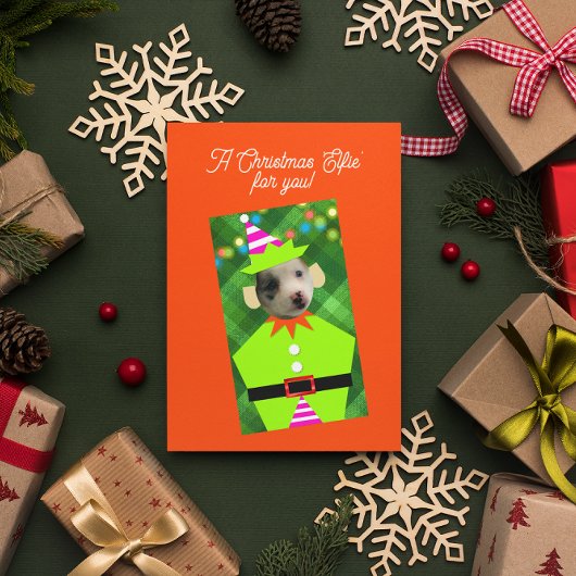 クリスマスエルフパーソナライズされたィーペットフォトクリスマス シーズンカード