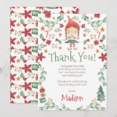 クリスマスエルフ感謝カード 招待状 (正面/裏面)