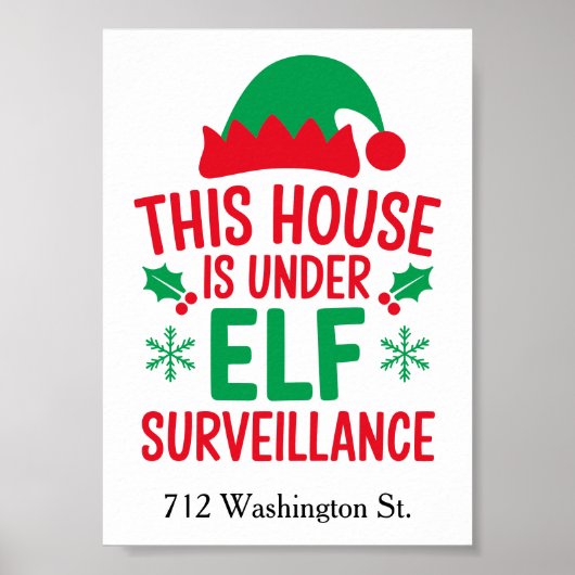 クリスマスエルフ監視+あなたの住所を追加+スモール ポスター (正面)