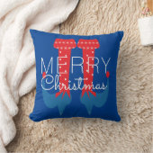 クリスマスエルフ 赤 青 スクリプト 雪の結晶 クッション (ブランケット)