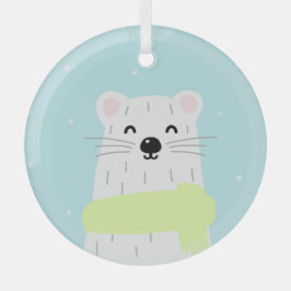 クリスマスエルミン ガラスオーナメント