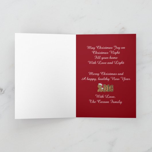 クリスマスエレガンスのフォトカード金ゴールドと赤ビクトリアン色 シーズンカード (内部)