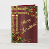 クリスマスエレガンスカード金ゴールドと赤ビクトリアン シーズンカード (正面)