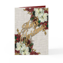 クリスマスエレガンスカード金ゴールドと赤ビクトリアン