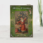 クリスマスエレガンスカード – サンタと鈴。 シーズンカード (正面)