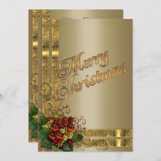 クリスマスエレガンスフラットカード金ゴールド ビクトリアン シーズンカード (正面/裏面)