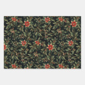 クリスマスエレガンス：タイムレスホリーリースパターン ラッピングペーパーシート (正面3)